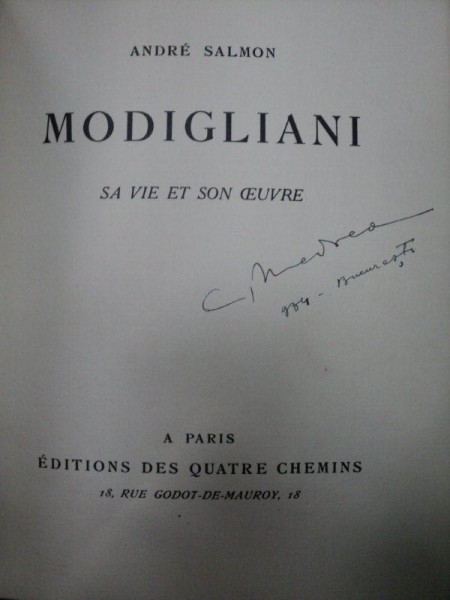 MODIGLIANI SA VIE ET SON OEUVRE   ANDRE SALMON