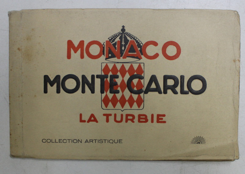 MONACO  - MONTE CARLO - LA TURBIE  - MINIALBUM CU 16 FOTOGRAFII DE EPOCA , EXPLICATII IN FRANCEZA SI ENGLEZA , EDITIE INTERBELICA