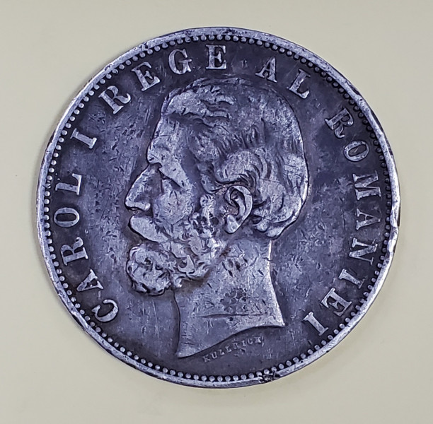 Moneda 5 Lei, 1884, Carol I