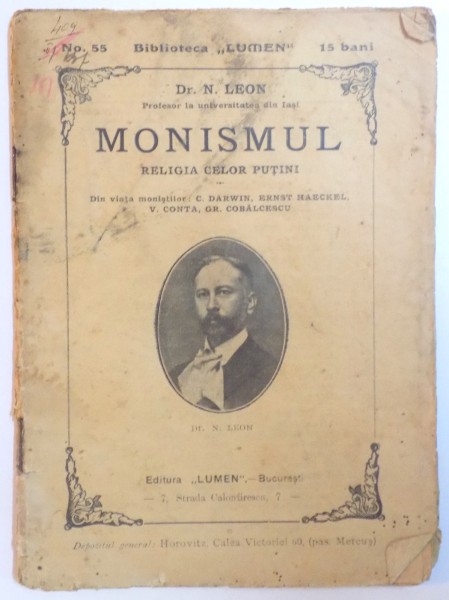 MONISMUL. RELIGIA CELOR PUTINI de N. LEON  1910