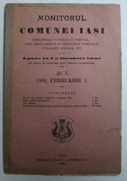MONITORUL COMUNEI  IASI , NR. 2 , 1 FEBRUARIE , 1901