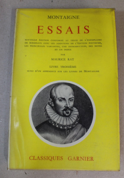 MONTAIGNE - ESSAIS , LIVRE TROISIEME , 1958