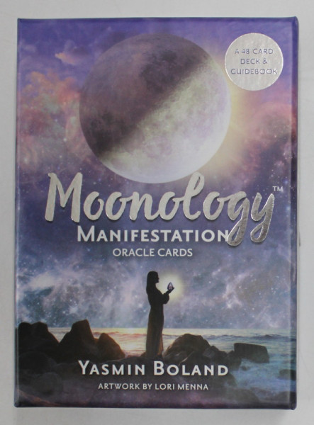 MOONOLOGY , MANIFESTATION , ORACLE CARDS ( TAROT ) by YASMIN BOLAND , artwork by LORI MENNA , A 48 CARD DECK and GUIDEBOOK , 2021