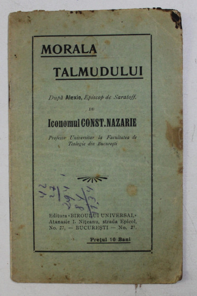 MORALA TALMUDULUI DUPA ALEXIE , EPISCOP DE SARATOFF de CONST. NAZARIE