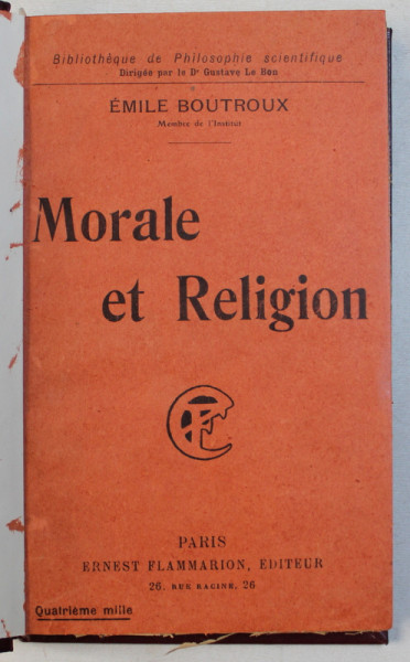 MORALE ET RELIGION par EMILE BOUTROUX , 1925