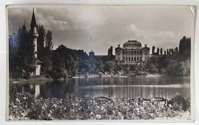 MOSCHEEA , LACUL SI MUZEUL MILITAR DIN PARCUL CAROL I , BUCURESTI , FOTOGRAFIE TIP CARTE POSTALA , 1938