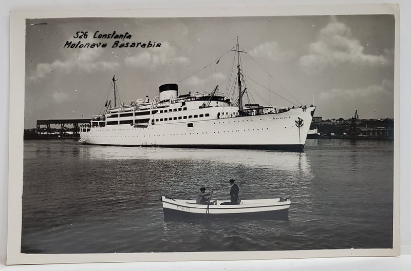 MOTONAVA BASARABIA , IN PORTUL CONSTANTA , CARTE POSTALA ILUSTRATA , INTERBELICA