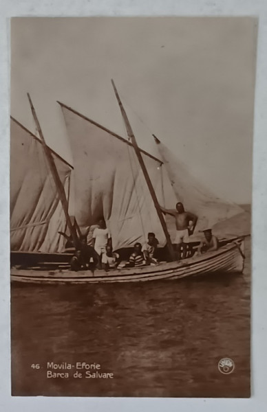 MOVILA , EFORIE , SALVAMARI IN BARCA DE SALVARE , CU PANZE , FOTOGRAFIE TIP CARTE POSTALA , 1931