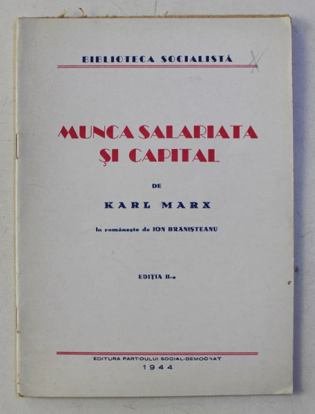 Decimal stationery Usual MUNCA SALARIATA SI CAPITAL de KARL MARX , 1944