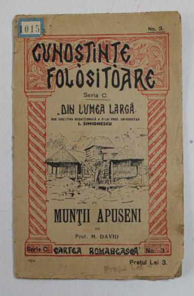 MUNTII APUSENI (MASIVUL BIHORULUI) de M. DAVID  1931