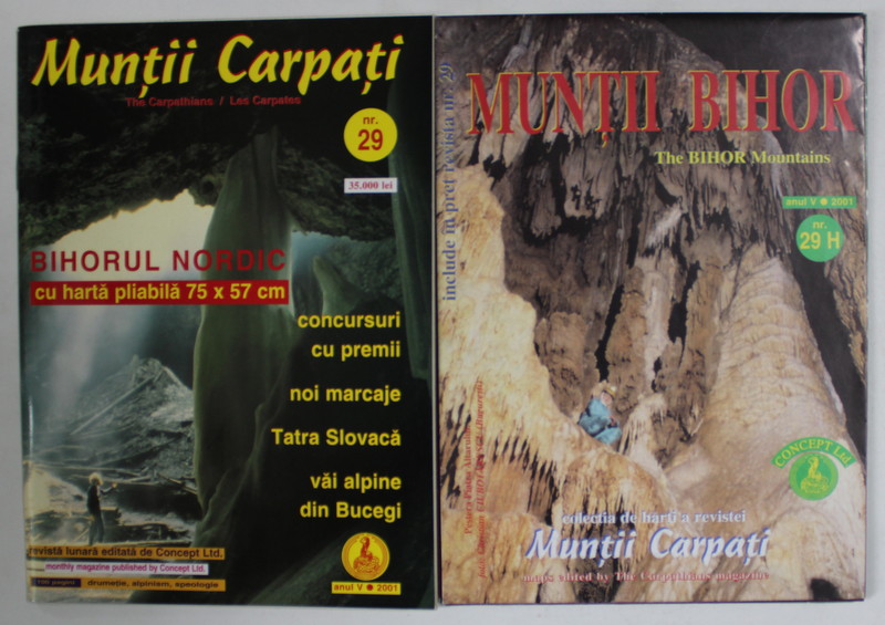 MUNTII CARPATI , REVISTA LUNARA DE DRUMETIE , ALPINISM , SPEOLOGIE , NR. 29 , CONTINE HARTA MUNTILOR BIHOR  ,  ANII '2001