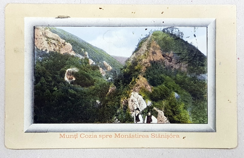 MUNTII COZIA SPRE MANASTIREA STANISOARA , CARTE POSTALA ILUSTRATA , POLICROMA , CIRCULATA , 1912