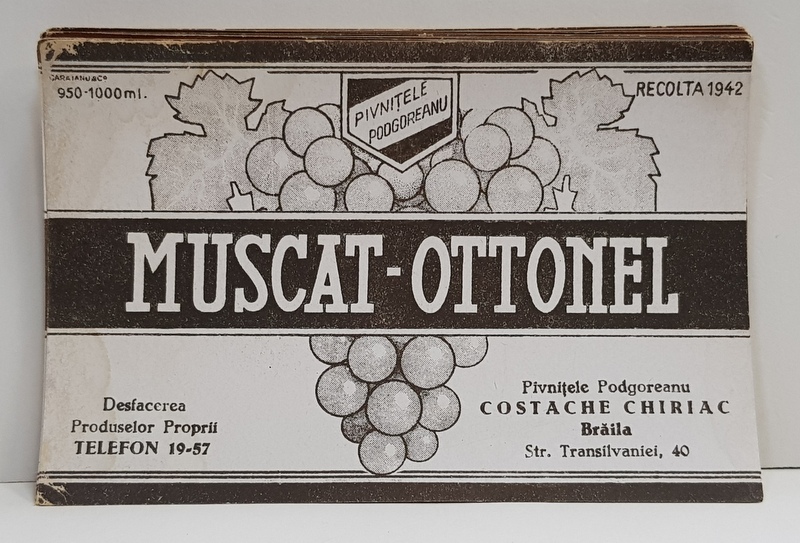 MUSCAT - OTTONEL  , ETICHETA PENTRU STICLA , 1942