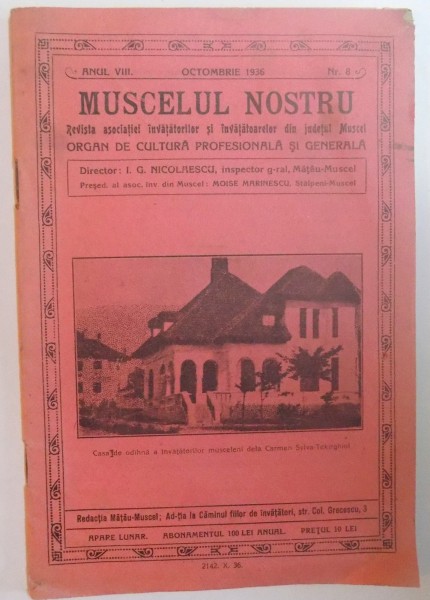 MUSCELUL NOSTRU, ANUL VIII, OCTOMBRIE 1936, NR. 8