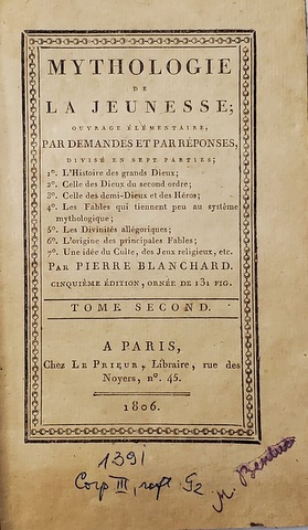MYTHOLOGIE DE LA JEUNESSE , PARIS 1806