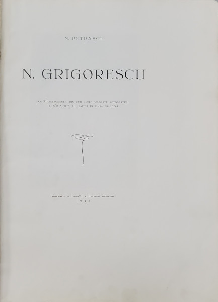 N. GRIGORESCU de N. PETRASCU - BUCURESTI, 1930 *Dedicatie