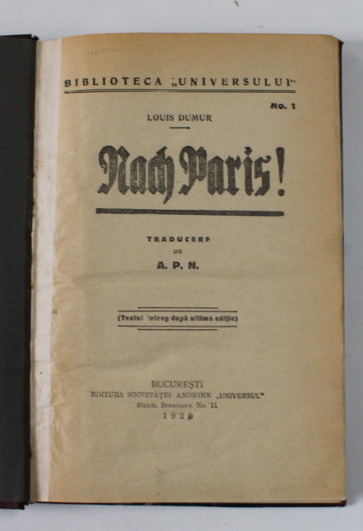 NACH PARIS ! de LOUIS DUMUR , 1925