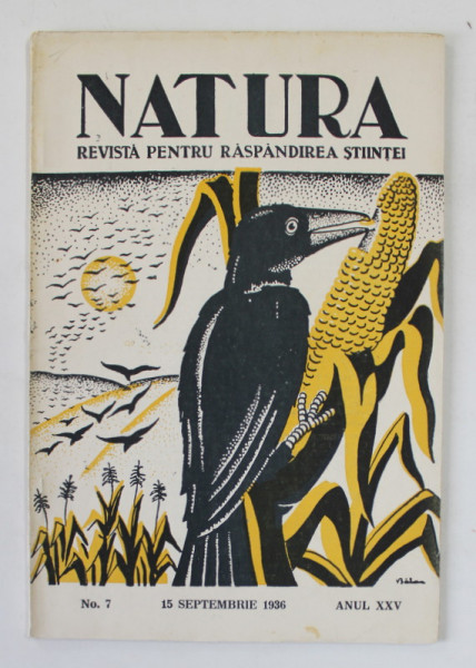 NATURA , REVISTA PENTRU RASPANDIREA STIINTEI , ANUL XXV  , NR. 7 , 15 SEPTEMBRIE , 1936