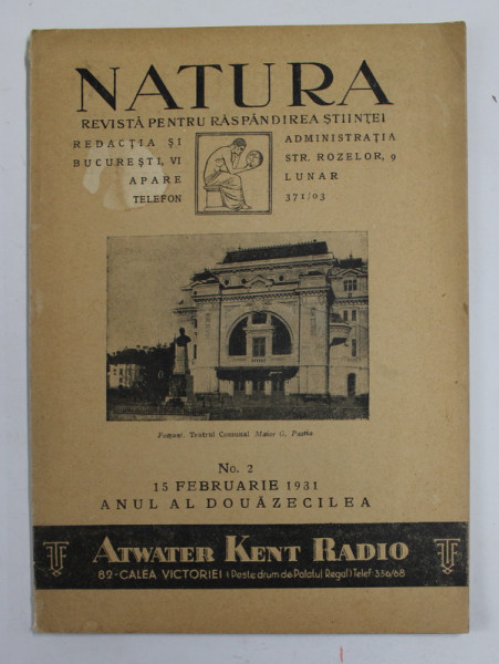 NATURA , REVISTA PENTRU RASPANDIREA STIINTEI , NR. 2 ,15  FEBRUARIE , 1931