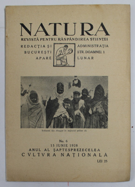 NATURA , REVISTA PENTRU RASPANDIREA STIINTEI , NR. 6 , 15 IUNIE , 1928