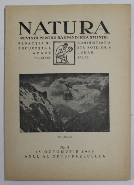NATURA , REVISTA PENTRU RASPANDIREA STIINTEI , NR. 8 , 15 OCTOMBRIE  , 1929