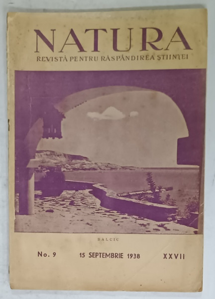 NATURA , REVISTA PENTRU RASPANDIREA STIINTEI , NR. 9 , 1938