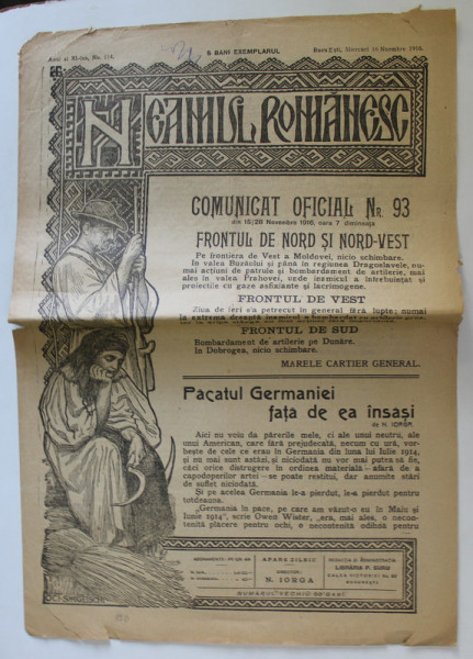 NEAMUL ROMANESC , ZIAR , NO. 114 , MIERCURI , 16 NOIEMBRIE , 1916