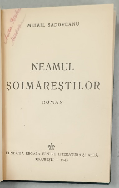 NEAMUL SOIMARESTILOR de MIHAIL SADOVEANU , ILUSTRATA ,  1943
