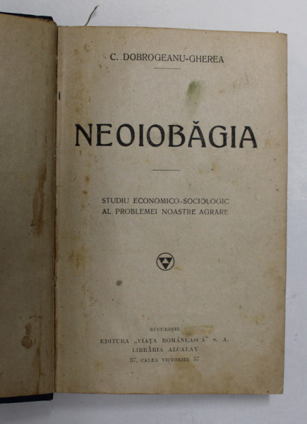 NEOIOBAGIA de C. DOBROGEANU-GHEREA