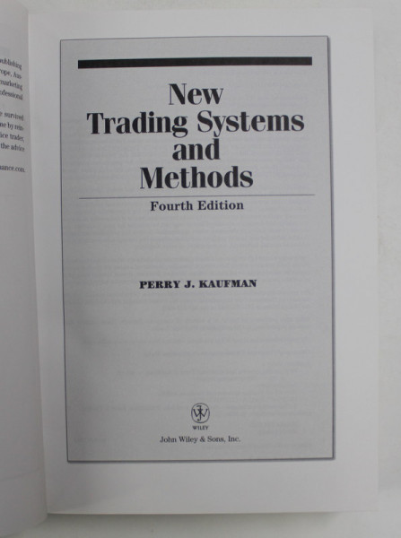 NEW TRADING SYSTEMS AND METHODS by PERRY J. KAUFMAN , 2005 , CONTINE CD *