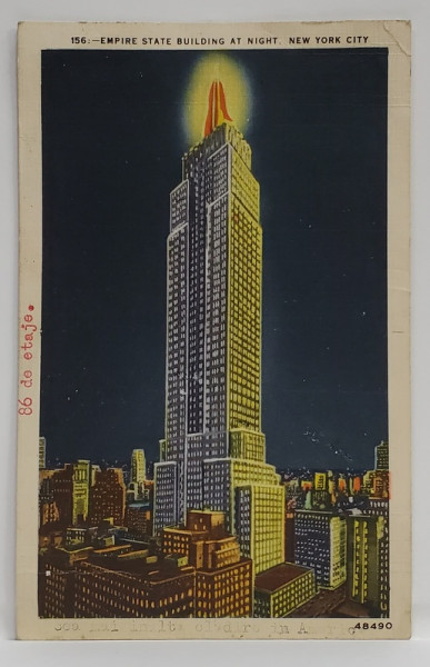NEW YORK , EMPIRE STATE BUILDING , CARTE POSTALA , 1949