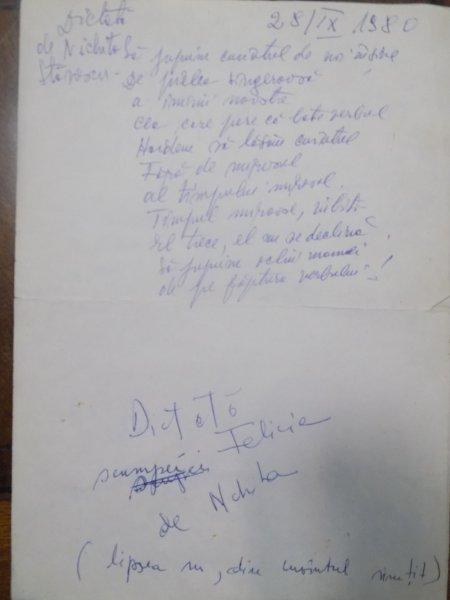 NICHITA STANESCU, FELICIA MARINCA ,MANUSCRIS 2 FILE