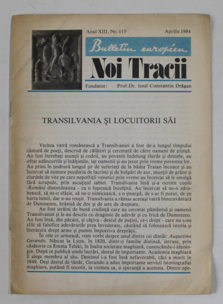 NOI TRACII , BULETIN EUROPEAN , ANUL XIII , NR. 113 , APRILIE 1984