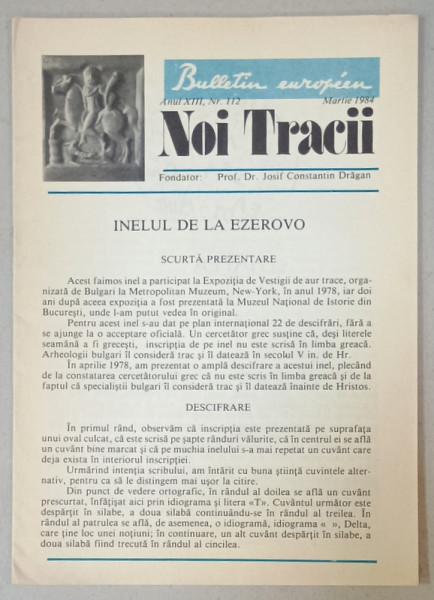 NOI TRACII , REVISTA FONDATA DE JOSIF CONSTANTIN DRAGAN , NR.112, 1984