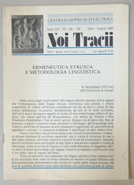 NOI TRACII , REVISTA FONDATA DE JOSIF CONSTANTIN DRAGAN , NR.128-129, 1985