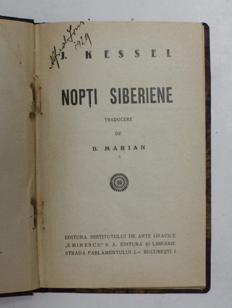 NOPTI SIBERIENE de J. KESSEL , 1929