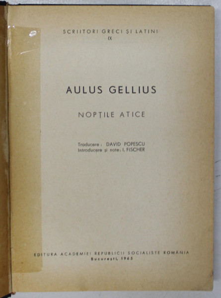 NOPTILE ATICE-AULUS GELLIUS  1965