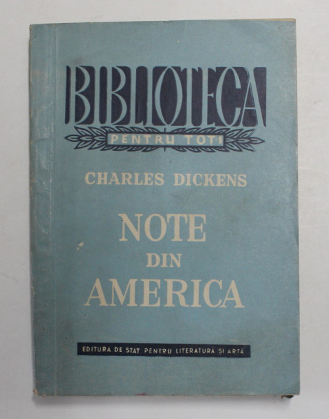 NOTE DIN AMERICA de CHARLES DICKENS , 1958