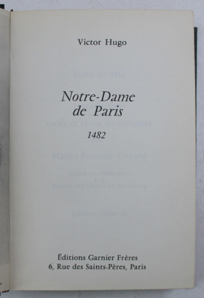 NOTRE-DAME DE PARIS par VICTOR HUGO