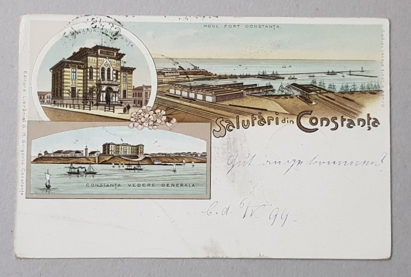 NOUL PORT CONSTANTA , PRIMARIA SI VEDERE GENERALA , CARTE POSTALA ILUSTRATA , CROMOLITOGRAFIE , CLASICA
