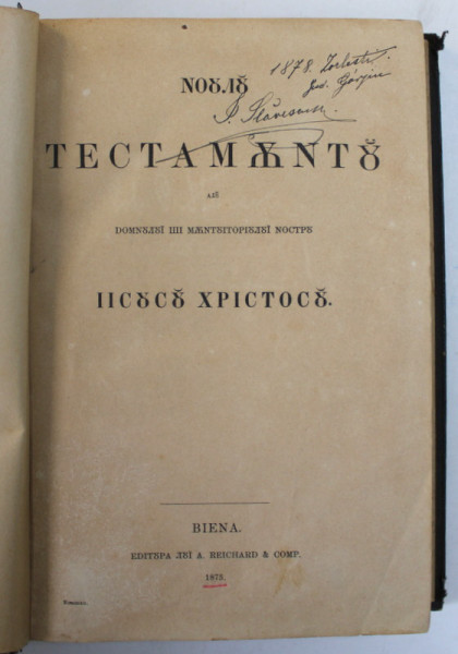 NOUL TESTAMENT -1875/ CARTEA PSALMILOR - VIENA 1875