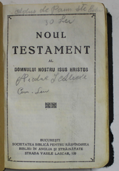 NOUL TESTAMENT AL DOMNULUI NOSTRU ISUS HRISTOS , ANII '30 , FORMAT MIC