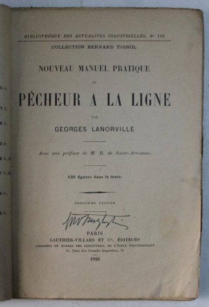 NOUVEAU MANUEL PRATIQUE  DU PECHEUR A LA LIGNE par GEORGES LANORVILLE , 1926