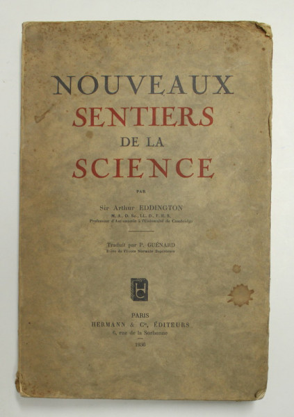NOUVEAUX SENTIERS DE LA SCIENCE par SIR ARTHUR EDDINGTON , 1936