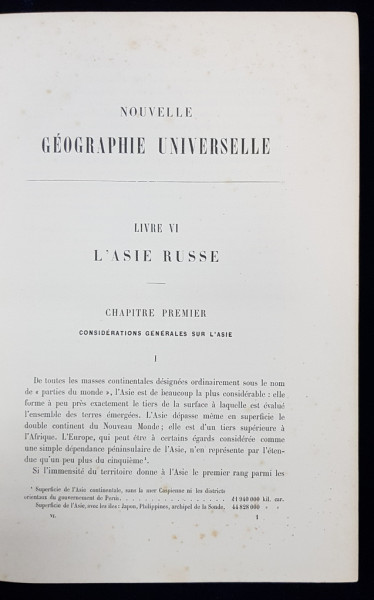 NOUVELLE GEOGRAPHIE UNIVERSELLE, ASIE RUSSE par ELISEE RECLUS - PARIS, 1875