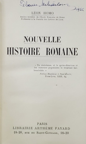 NOUVELLE HISTOIRE ROMAINE par LEON HOMO , 1941