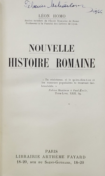 NOUVELLE HISTOIRE ROMAINE par LEON HOMO , 1941