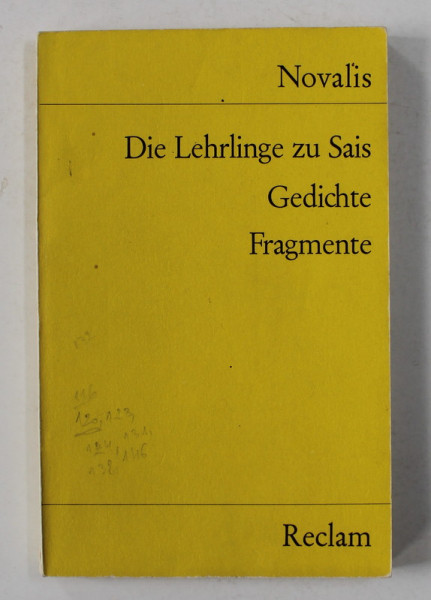 NOVALIS - DIE LEHRLINGE ZU SAIS - GEDICHTE - FRAGMENTE , 1973