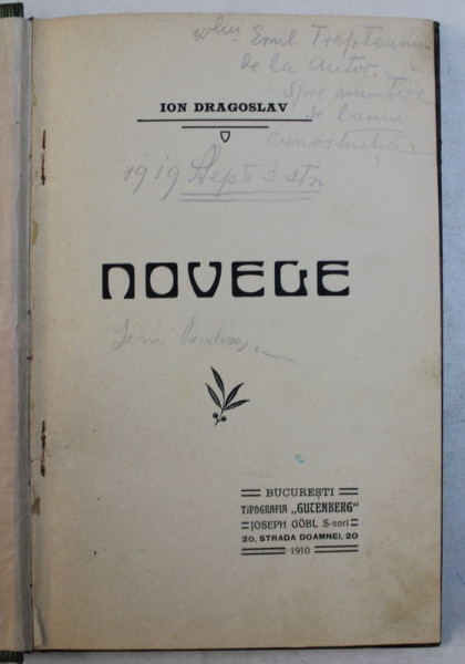NOVELE de ION DRAGOSLAV , 1910