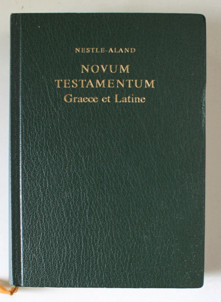 NOVUM  TESTAMENTUM GRAECE ET LATINE - NESTLE - ALAND , EDITIE BILINGVA GREACA - LATINA , 1986 , TIPARITA PE HARTIE DE BIBLIE *